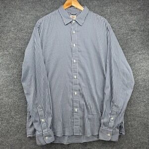 Faherty‎ Brand Mens XL Blue Gingham Long Sleeve Button Down Shirt Stretch Blend